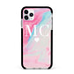 Personalised Pastel Marble Initials Apple iPhone 11 Pro Max in Silver with Black Impact Case