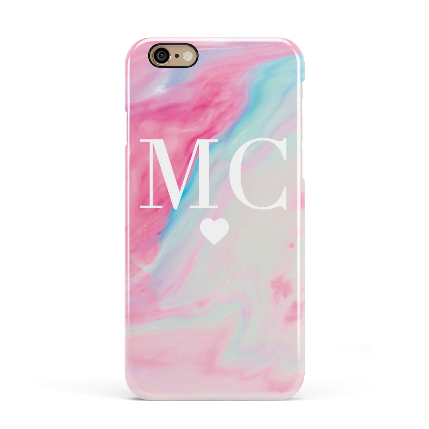 Personalised Pastel Marble Initials Apple iPhone 6 3D Snap Case