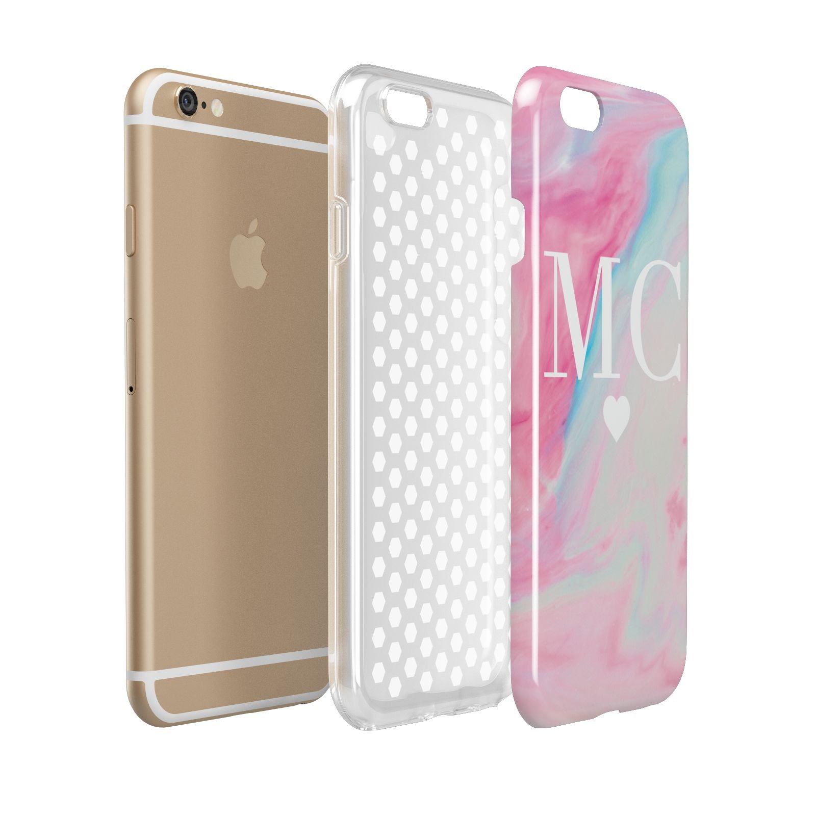 Personalised Pastel Marble Initials Apple iPhone 6 3D Tough Case Expanded view