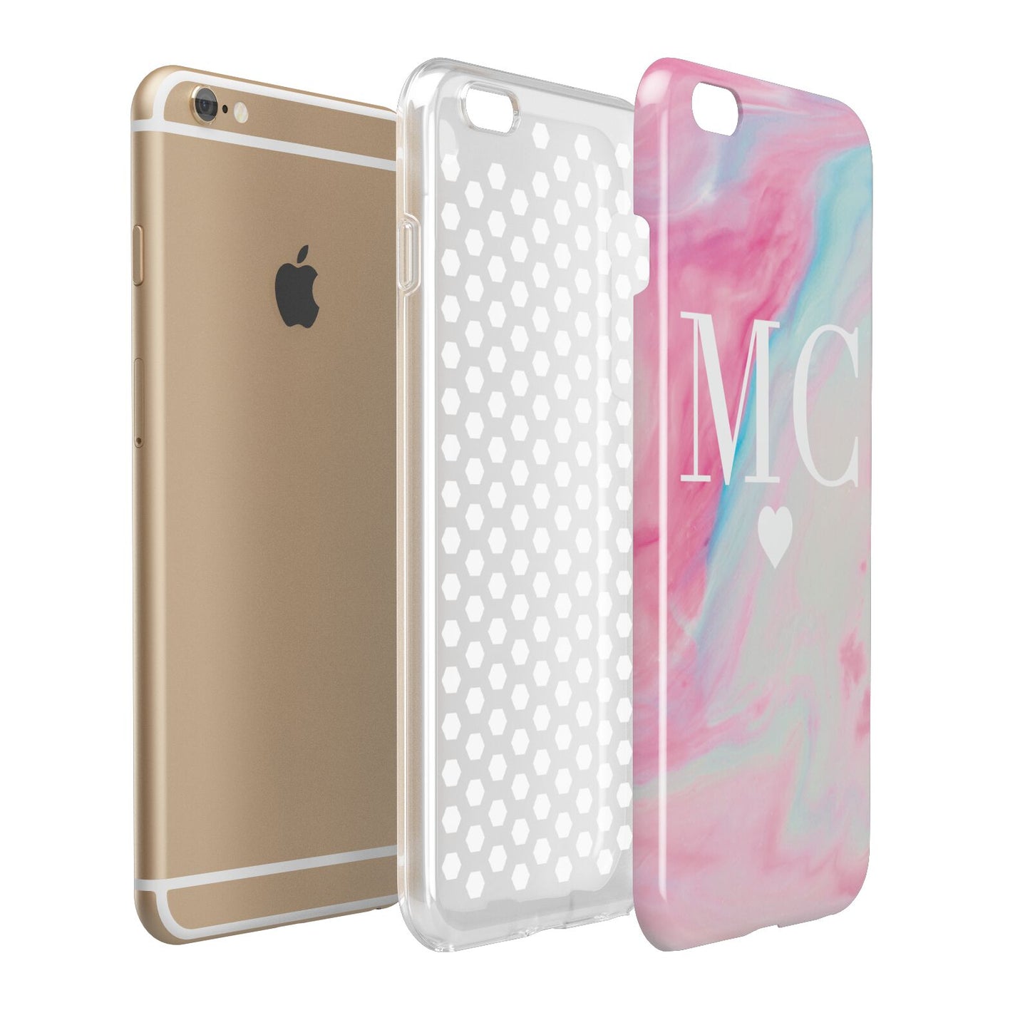 Personalised Pastel Marble Initials Apple iPhone 6 Plus 3D Tough Case Expand Detail Image