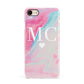 Personalised Pastel Marble Initials Apple iPhone 7 8 3D Snap Case