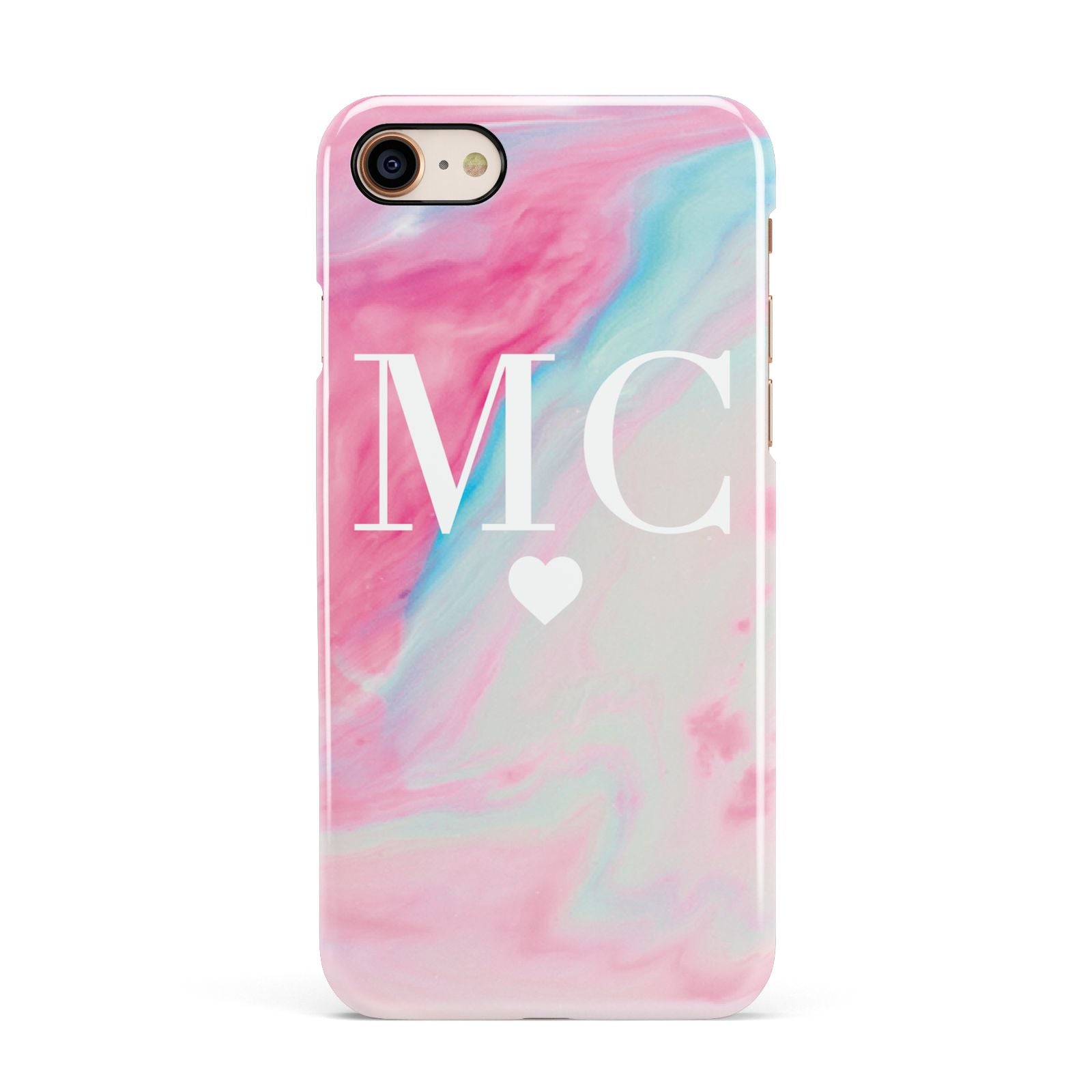 Personalised Pastel Marble Initials Apple iPhone 7 8 3D Snap Case