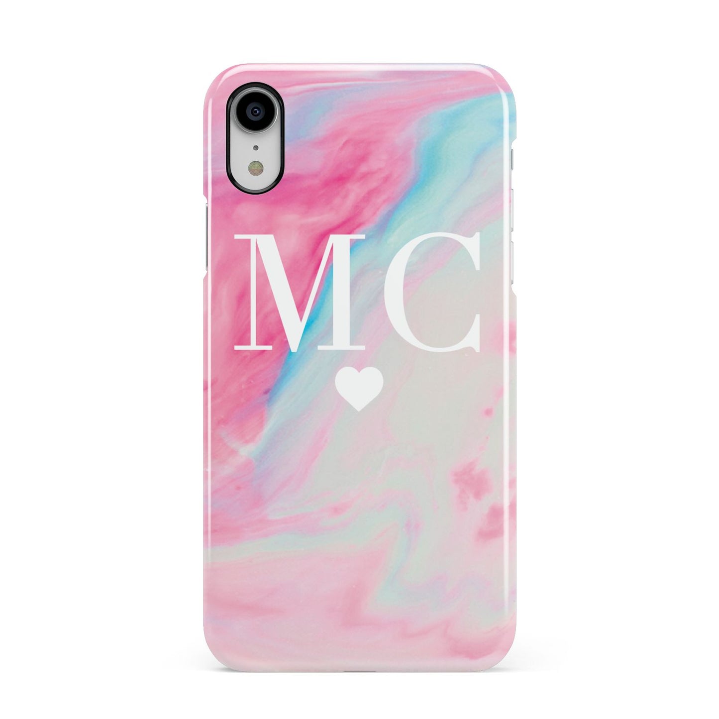 Personalised Pastel Marble Initials Apple iPhone XR White 3D Snap Case