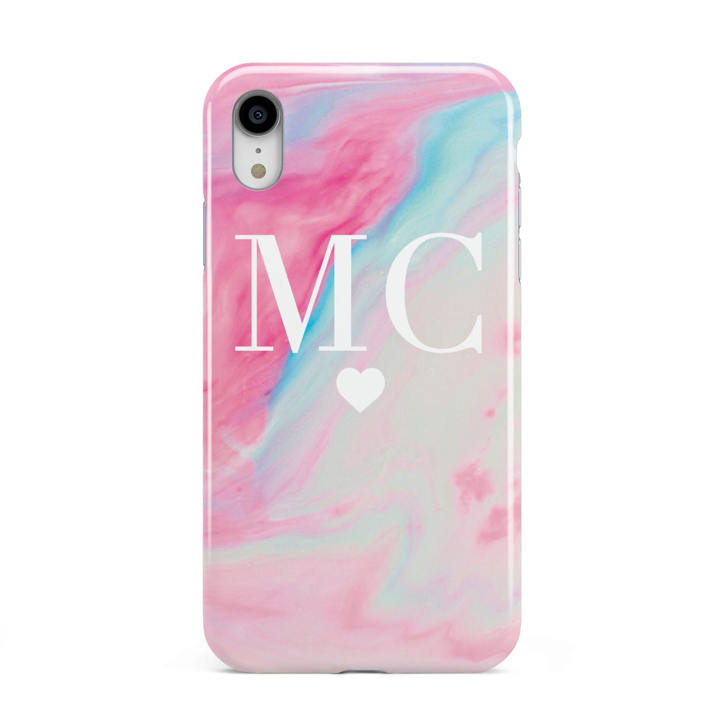 Personalised Pastel Marble Initials Apple iPhone XR White 3D Tough Case