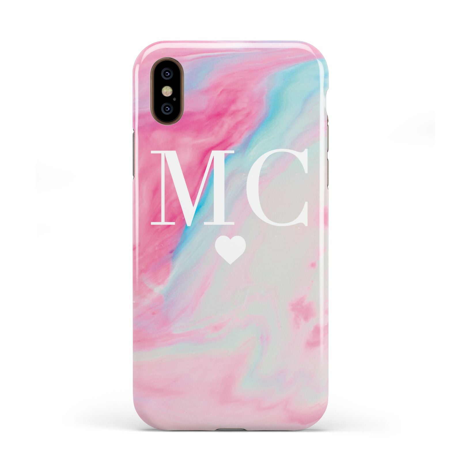 Personalised Pastel Marble Initials Apple iPhone XS 3D Tough