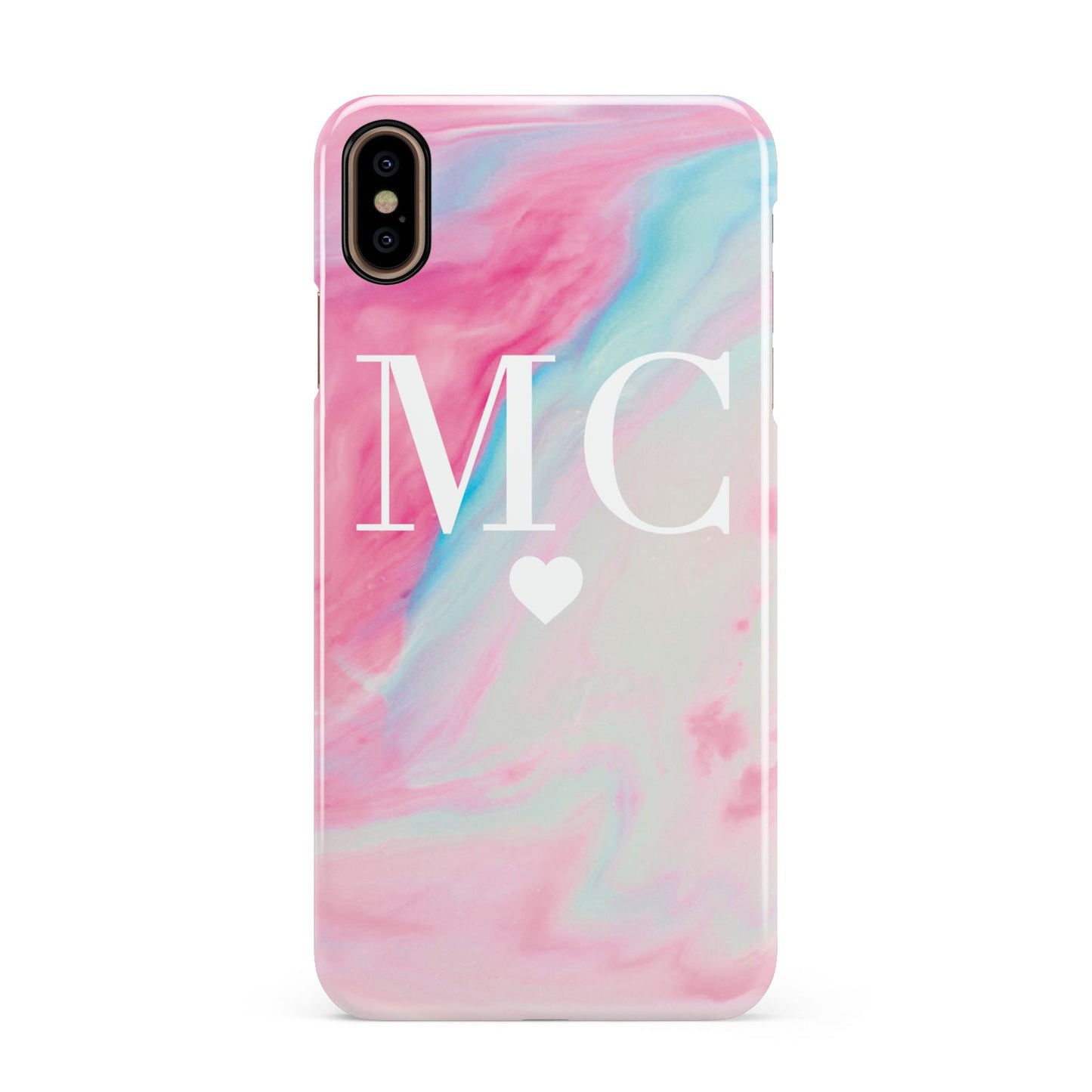 Personalised Pastel Marble Initials Apple iPhone Xs Max 3D Snap Case