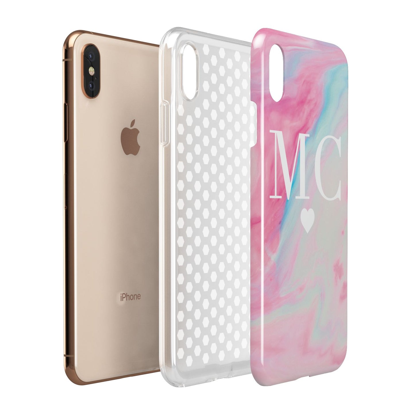Personalised Pastel Marble Initials Apple iPhone Xs Max 3D Tough Case Expanded View