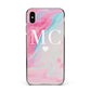 Personalised Pastel Marble Initials Apple iPhone Xs Max Impact Case Black Edge on Gold Phone