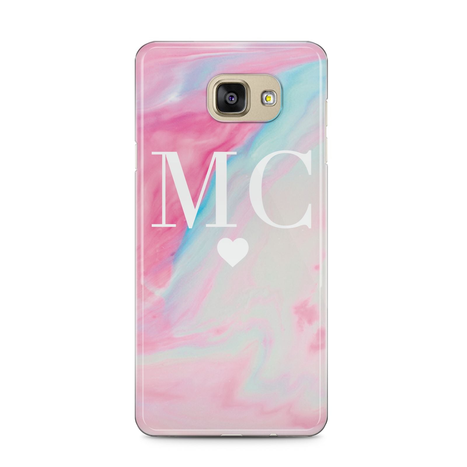 Personalised Pastel Marble Initials Samsung Galaxy A5 2016 Case on gold phone