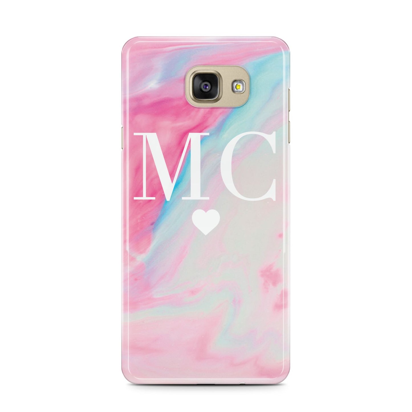 Personalised Pastel Marble Initials Samsung Galaxy A7 2016 Case on gold phone