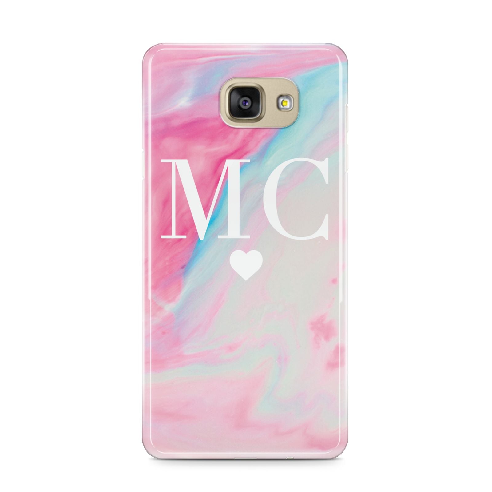 Personalised Pastel Marble Initials Samsung Galaxy A9 2016 Case on gold phone