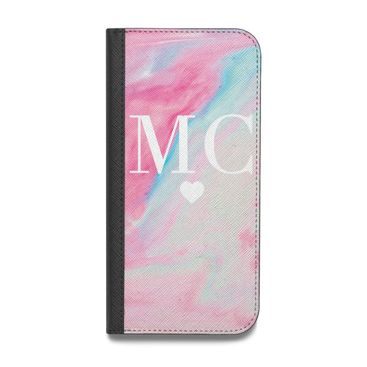 Personalised Pastel Marble Initials Vegan Leather Flip Samsung Case