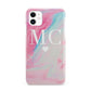 Personalised Pastel Marble Initials iPhone 11 3D Snap Case
