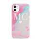 Personalised Pastel Marble Initials iPhone 11 3D Tough Case