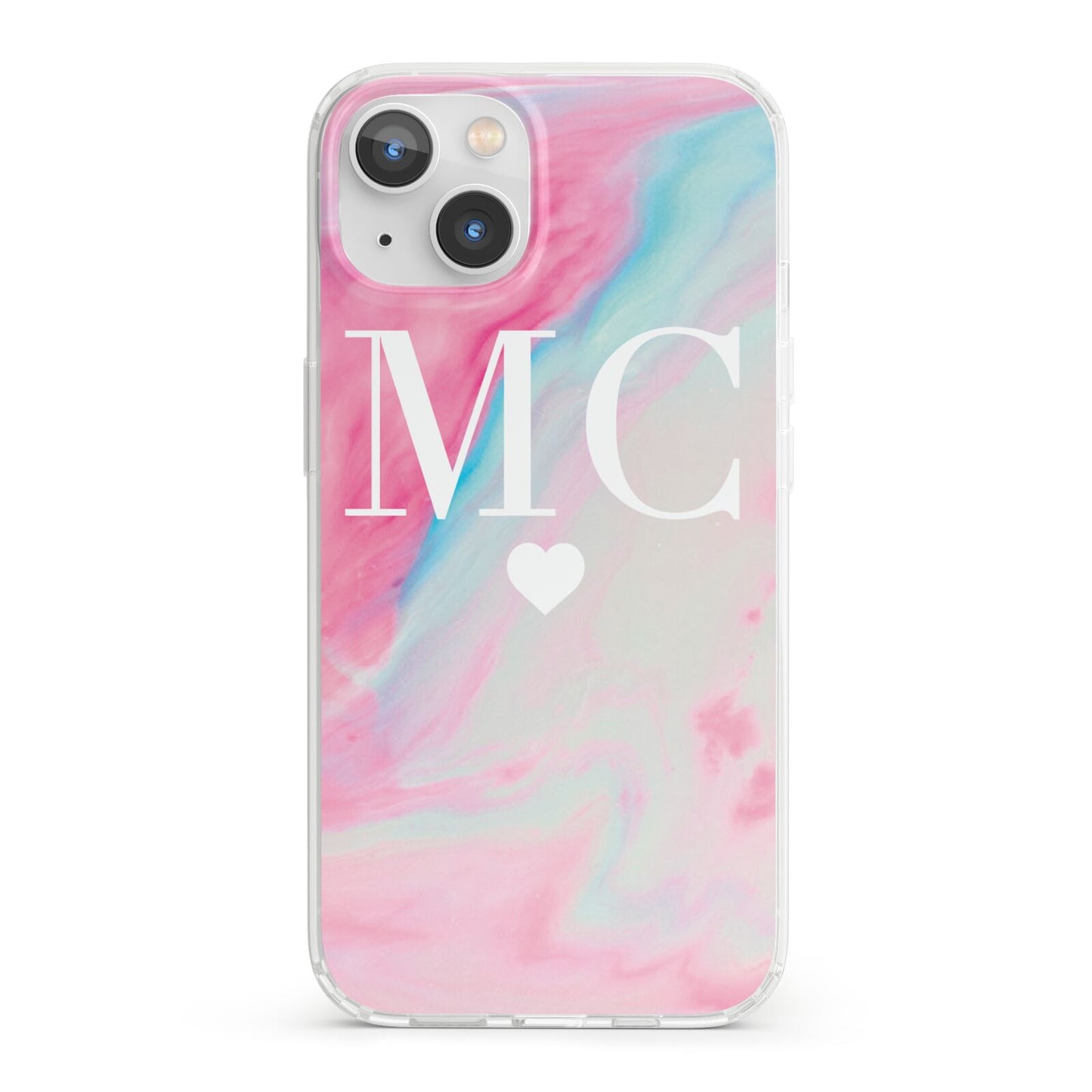 Personalised Pastel Marble Initials iPhone 13 Clear Bumper Case