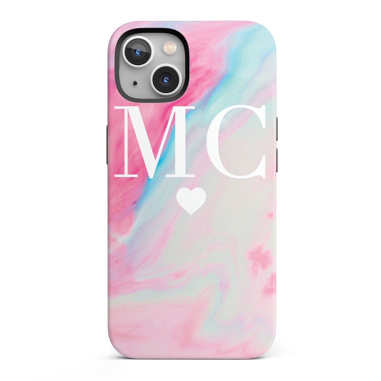 Personalised Pastel Marble Initials iPhone 13 Full Wrap 3D Tough Case
