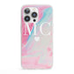 Personalised Pastel Marble Initials iPhone 13 Pro Clear Bumper Case