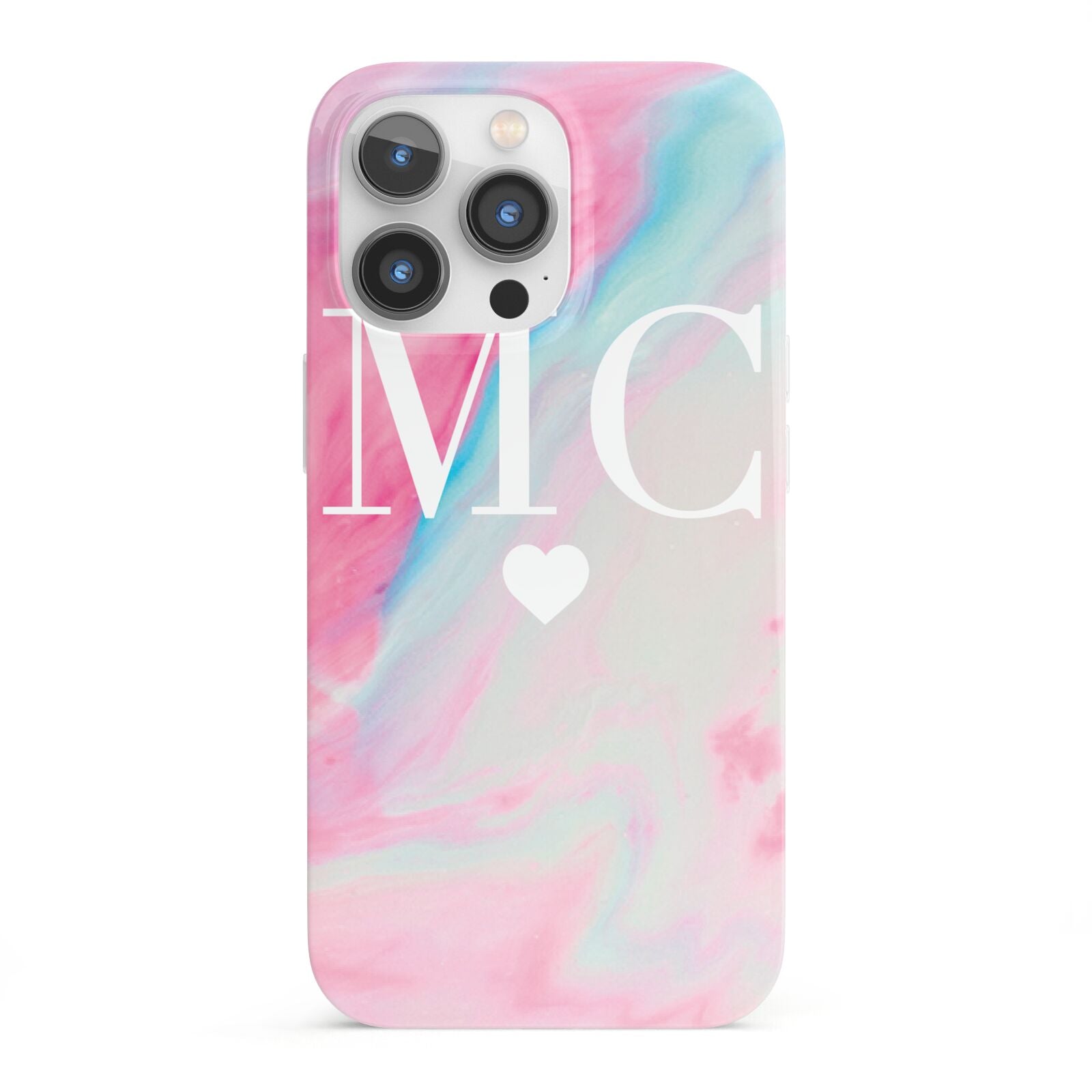 Personalised Pastel Marble Initials iPhone 13 Pro Full Wrap 3D Snap Case