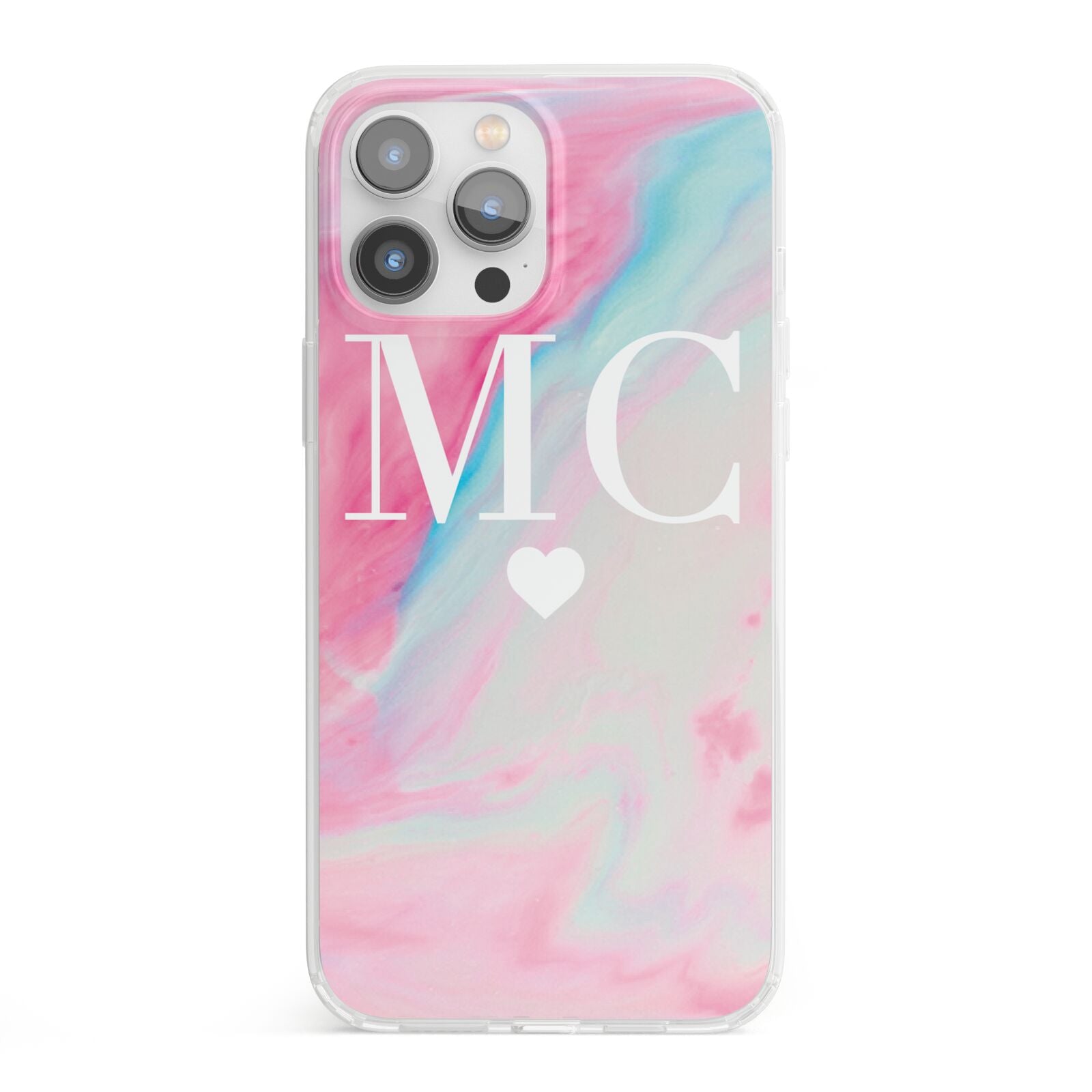 Personalised Pastel Marble Initials iPhone 13 Pro Max Clear Bumper Case