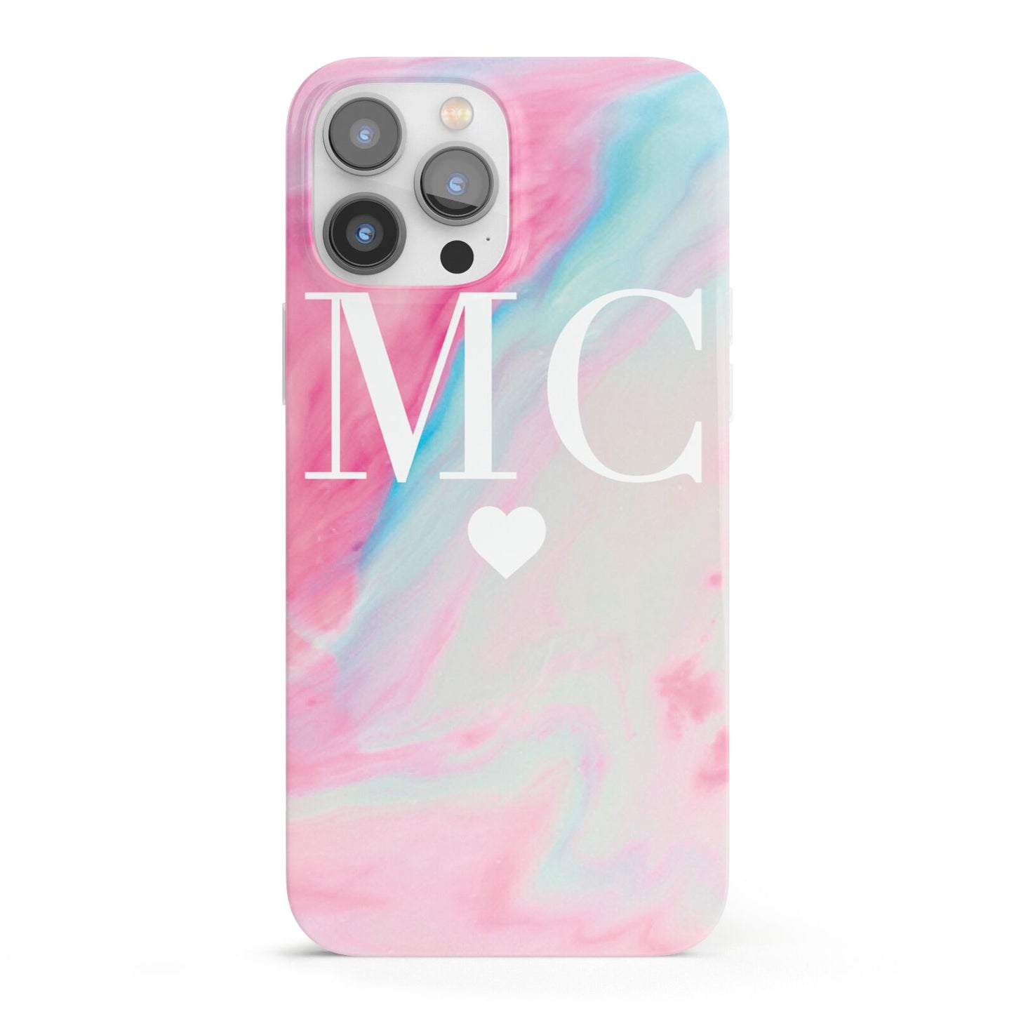 Personalised Pastel Marble Initials iPhone 13 Pro Max Full Wrap 3D Snap Case