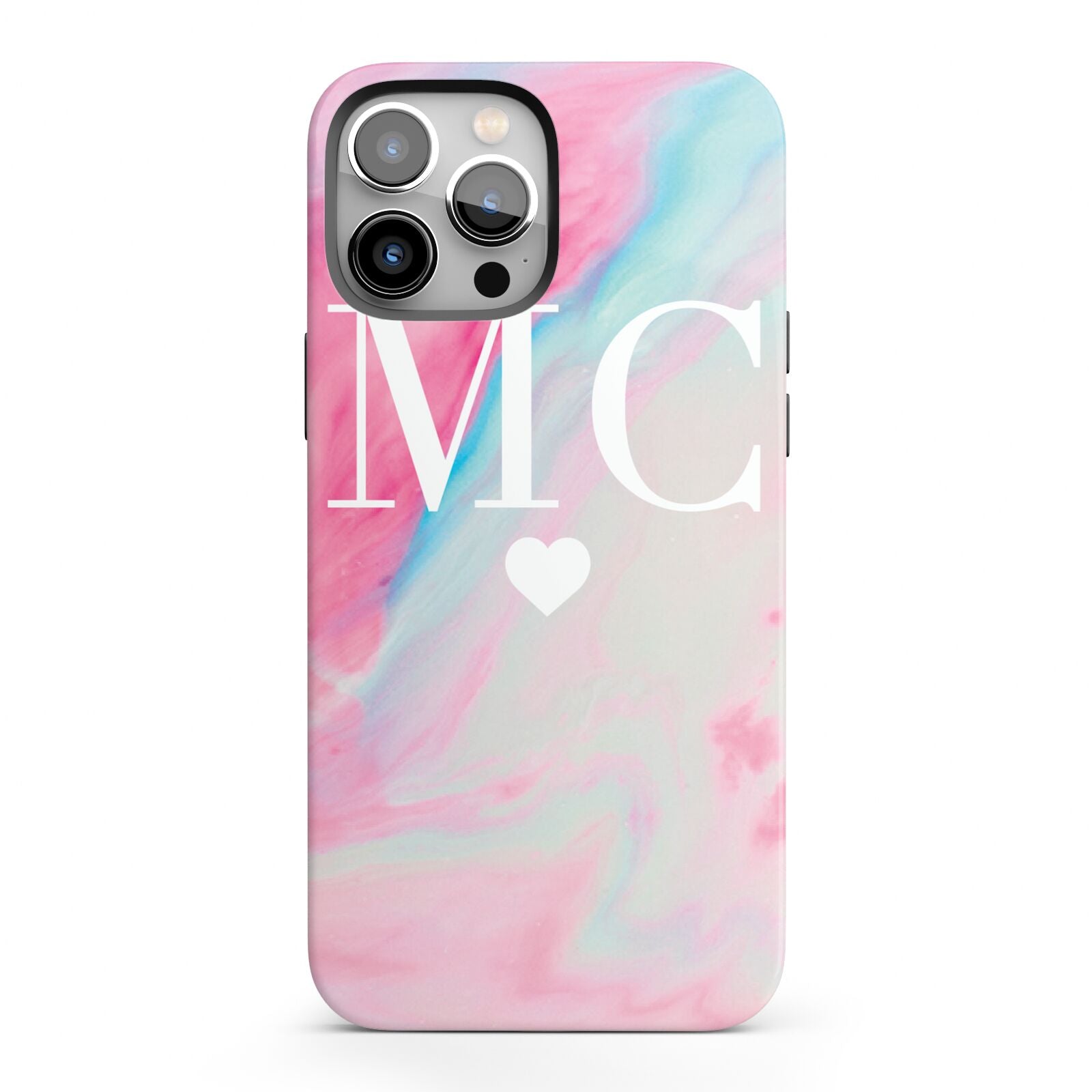 Personalised Pastel Marble Initials iPhone 13 Pro Max Full Wrap 3D Tough Case