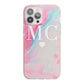 Personalised Pastel Marble Initials iPhone 13 Pro Max TPU Impact Case with Pink Edges