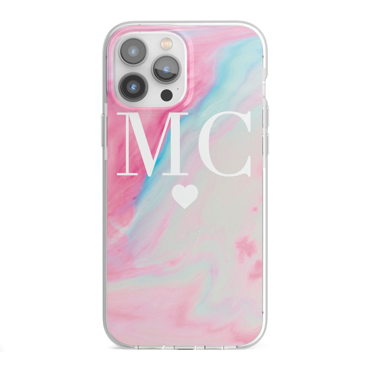 Personalised Pastel Marble Initials iPhone 13 Pro Max TPU Impact Case with White Edges