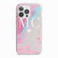 Personalised Pastel Marble Initials iPhone 13 Pro TPU Impact Case with White Edges