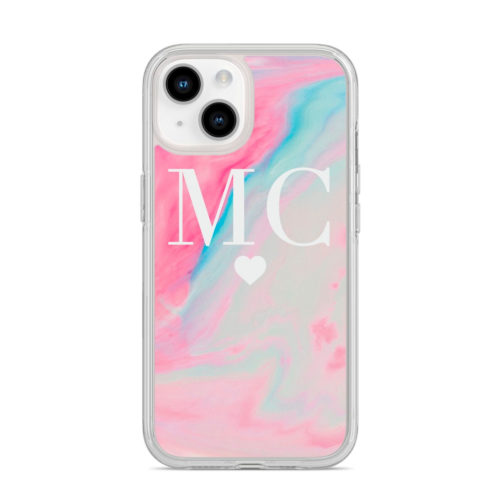Personalised Pastel Marble Initials iPhone 14 Clear Tough Case Starlight