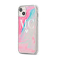 Personalised Pastel Marble Initials iPhone 14 Plus Clear Tough Case Starlight Angled Image