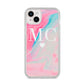Personalised Pastel Marble Initials iPhone 14 Plus Clear Tough Case Starlight