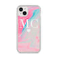 Personalised Pastel Marble Initials iPhone 14 Plus Glitter Tough Case Starlight