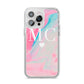 Personalised Pastel Marble Initials iPhone 14 Pro Max Clear Tough Case Silver