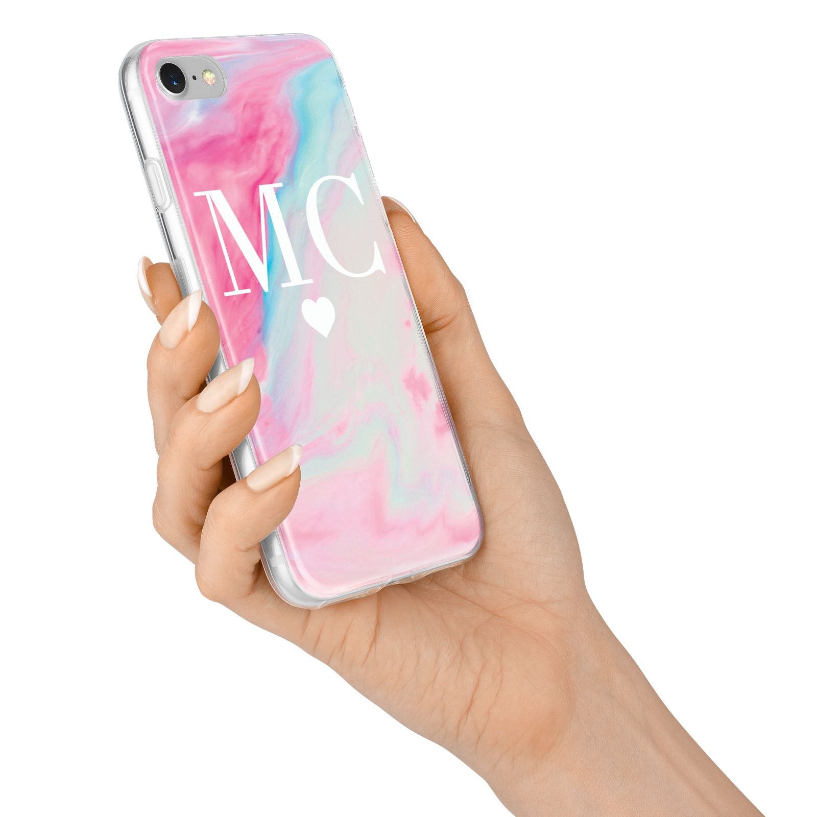 Personalised Pastel Marble Initials iPhone 7 Bumper Case on Silver iPhone Alternative Image