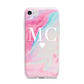 Personalised Pastel Marble Initials iPhone 7 Bumper Case on Silver iPhone