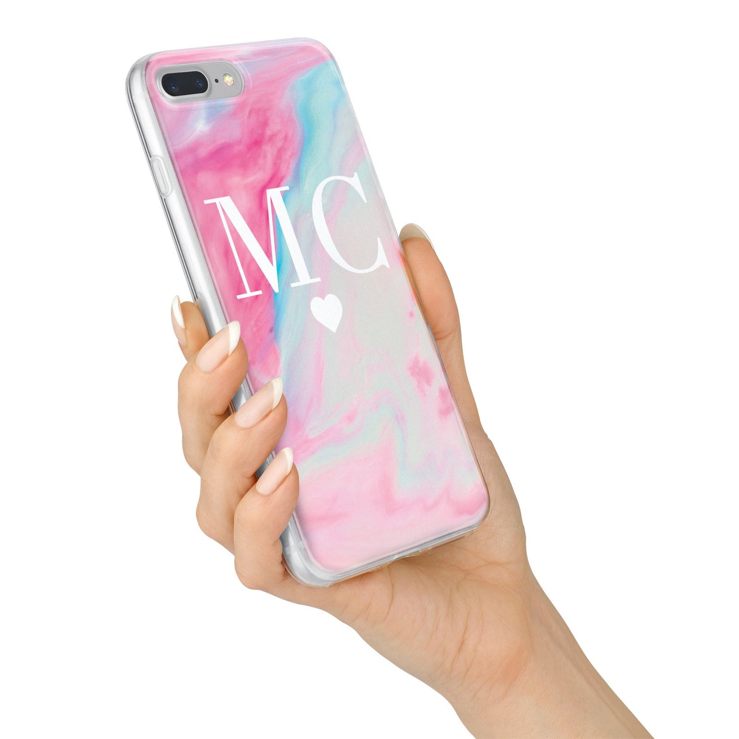 Personalised Pastel Marble Initials iPhone 7 Plus Bumper Case on Silver iPhone Alternative Image