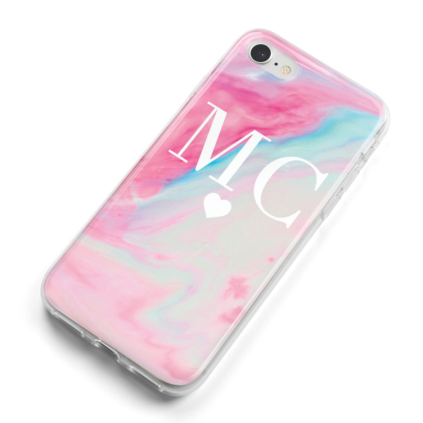 Personalised Pastel Marble Initials iPhone 8 Bumper Case on Silver iPhone Alternative Image