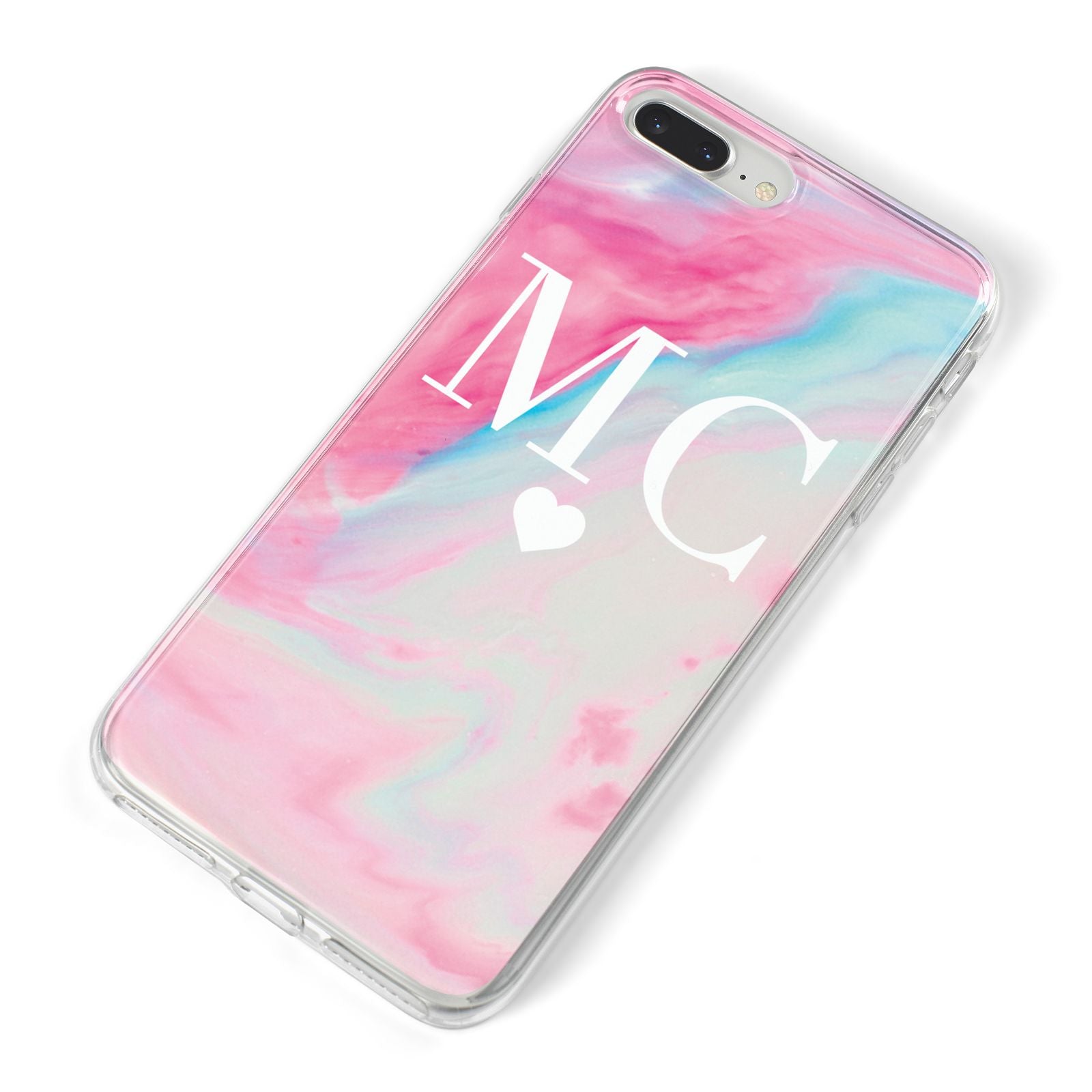 Personalised Pastel Marble Initials iPhone 8 Plus Bumper Case on Silver iPhone Alternative Image