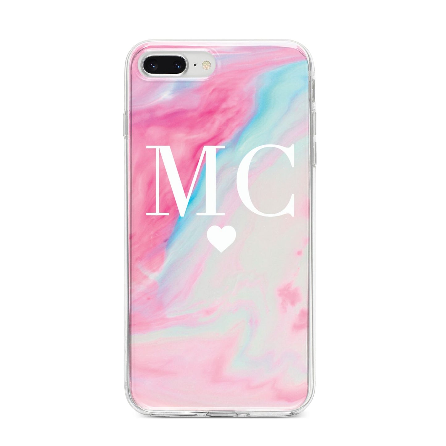 Personalised Pastel Marble Initials iPhone 8 Plus Bumper Case on Silver iPhone