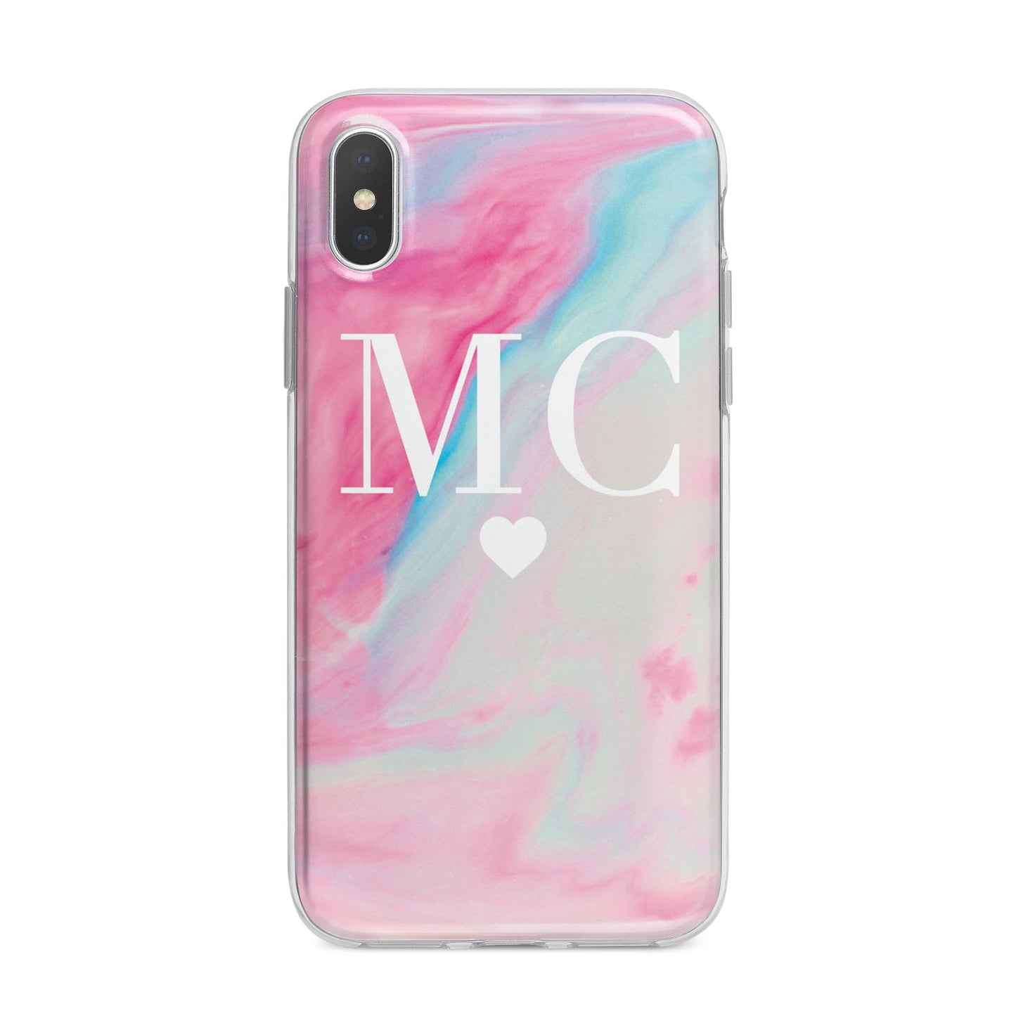 Personalised Pastel Marble Initials iPhone X Bumper Case on Silver iPhone Alternative Image 1