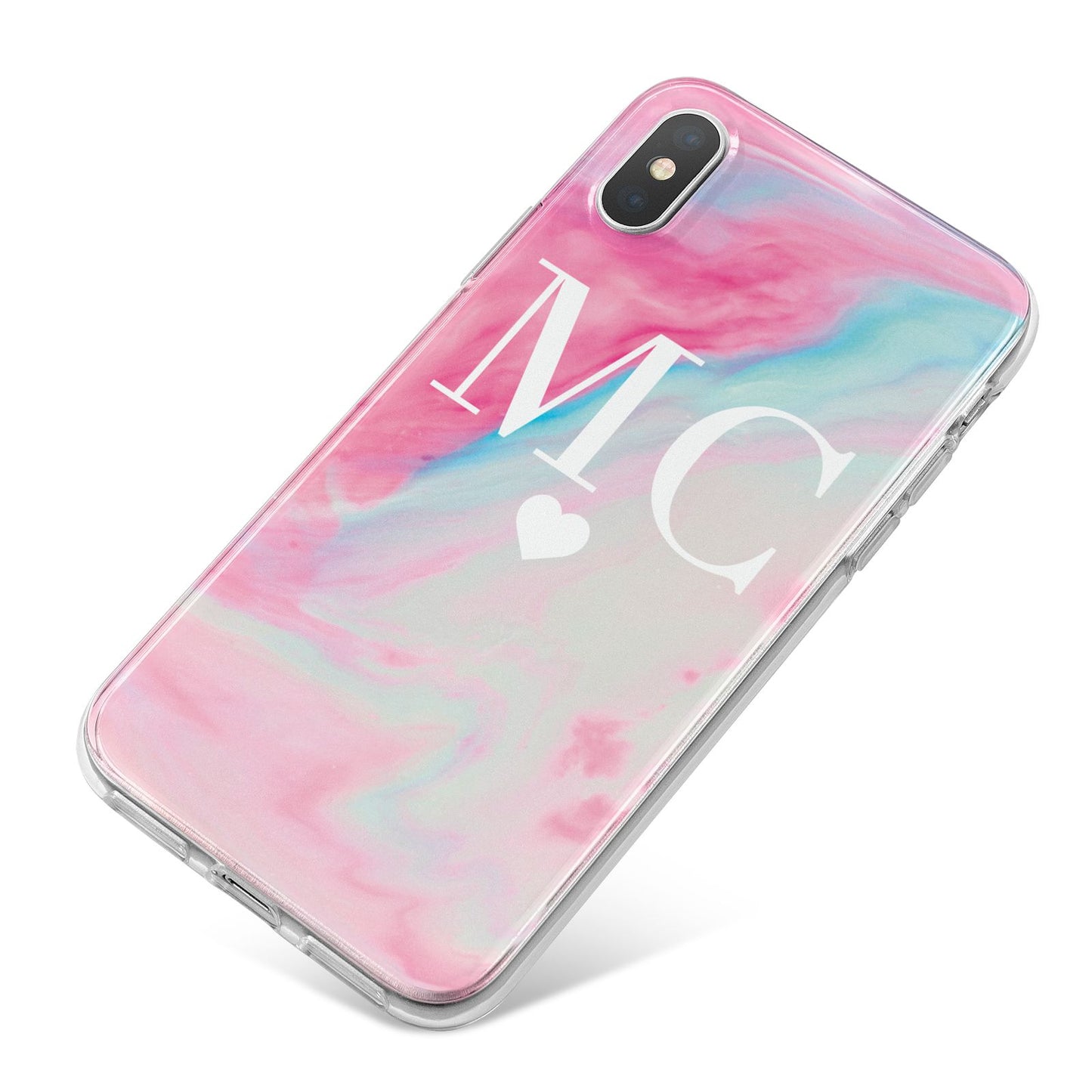 Personalised Pastel Marble Initials iPhone X Bumper Case on Silver iPhone