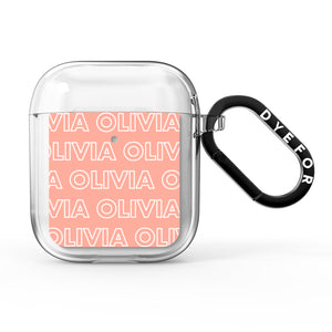 Personalised Peach Name AirPods Case