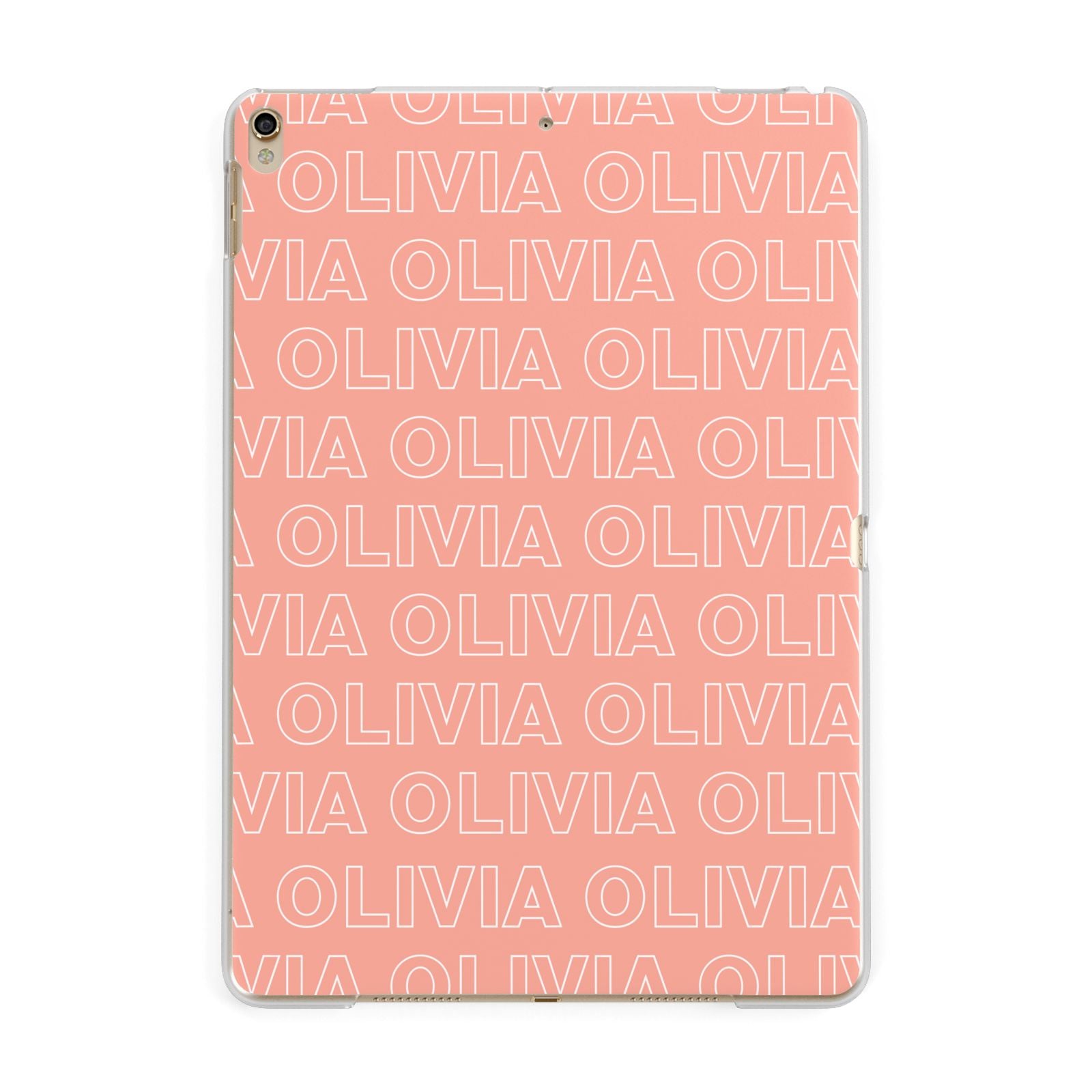 Personalised Peach Name Apple iPad Gold Case