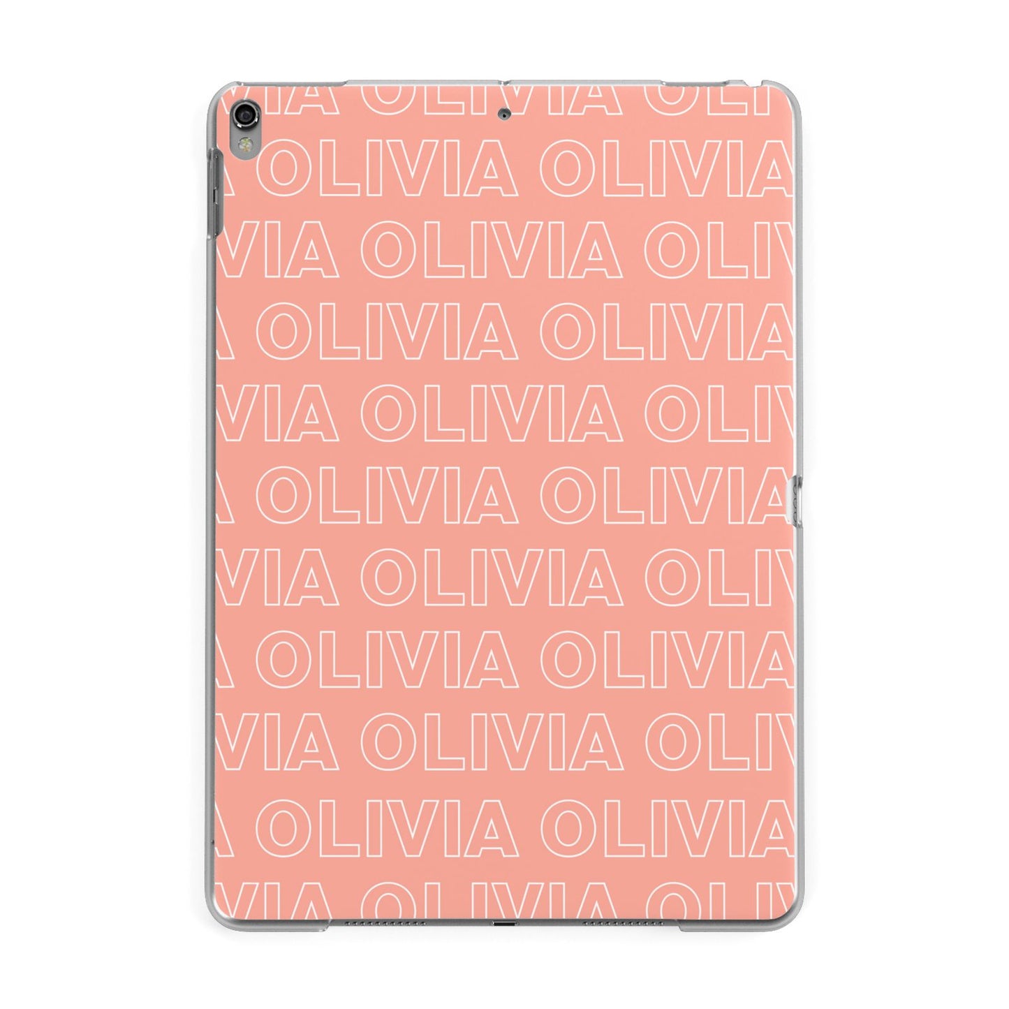 Personalised Peach Name Apple iPad Grey Case