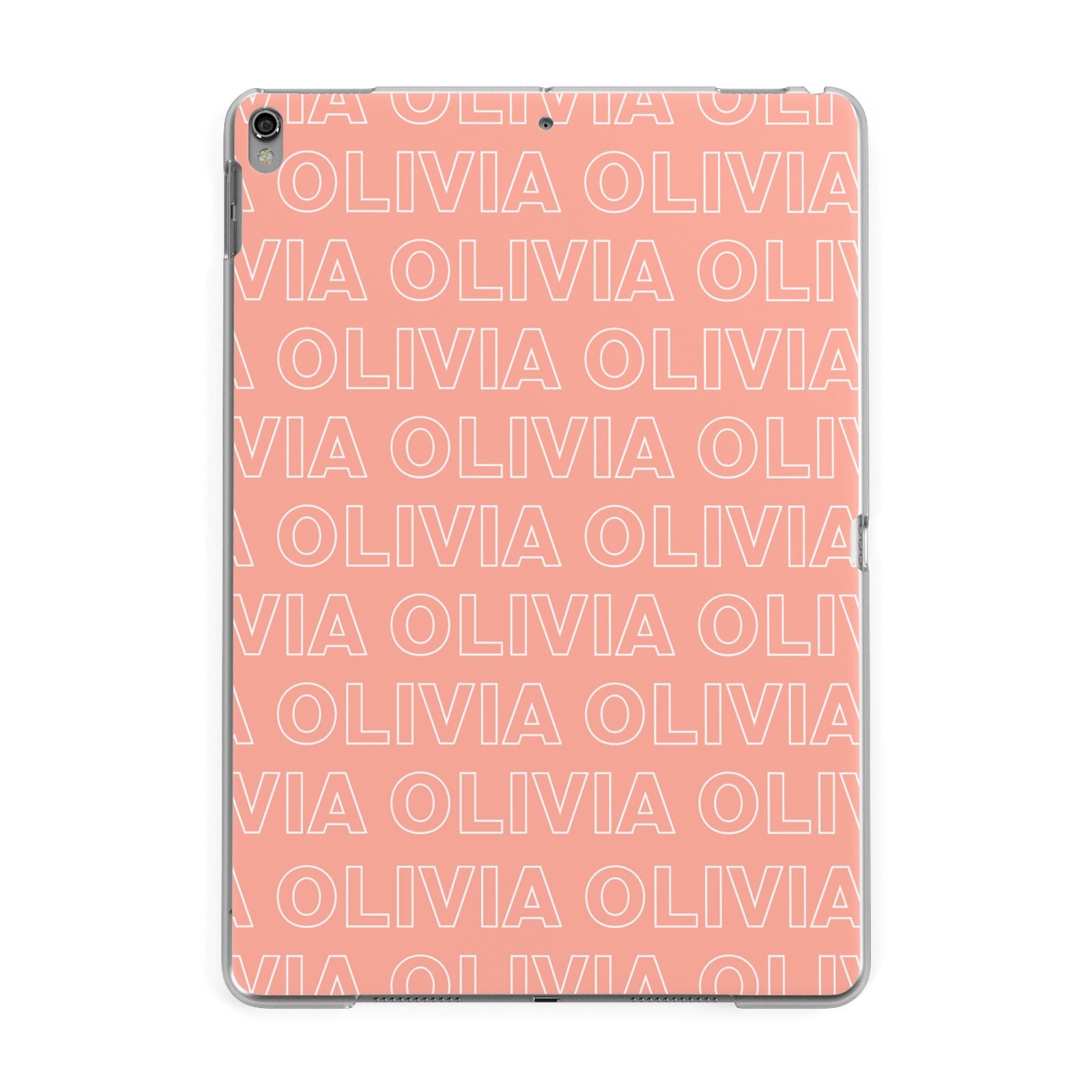 Personalised Peach Name Apple iPad Grey Case