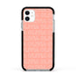 Personalised Peach Name Apple iPhone 11 in White with Black Impact Case