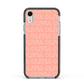 Personalised Peach Name Apple iPhone XR Impact Case Black Edge on Silver Phone