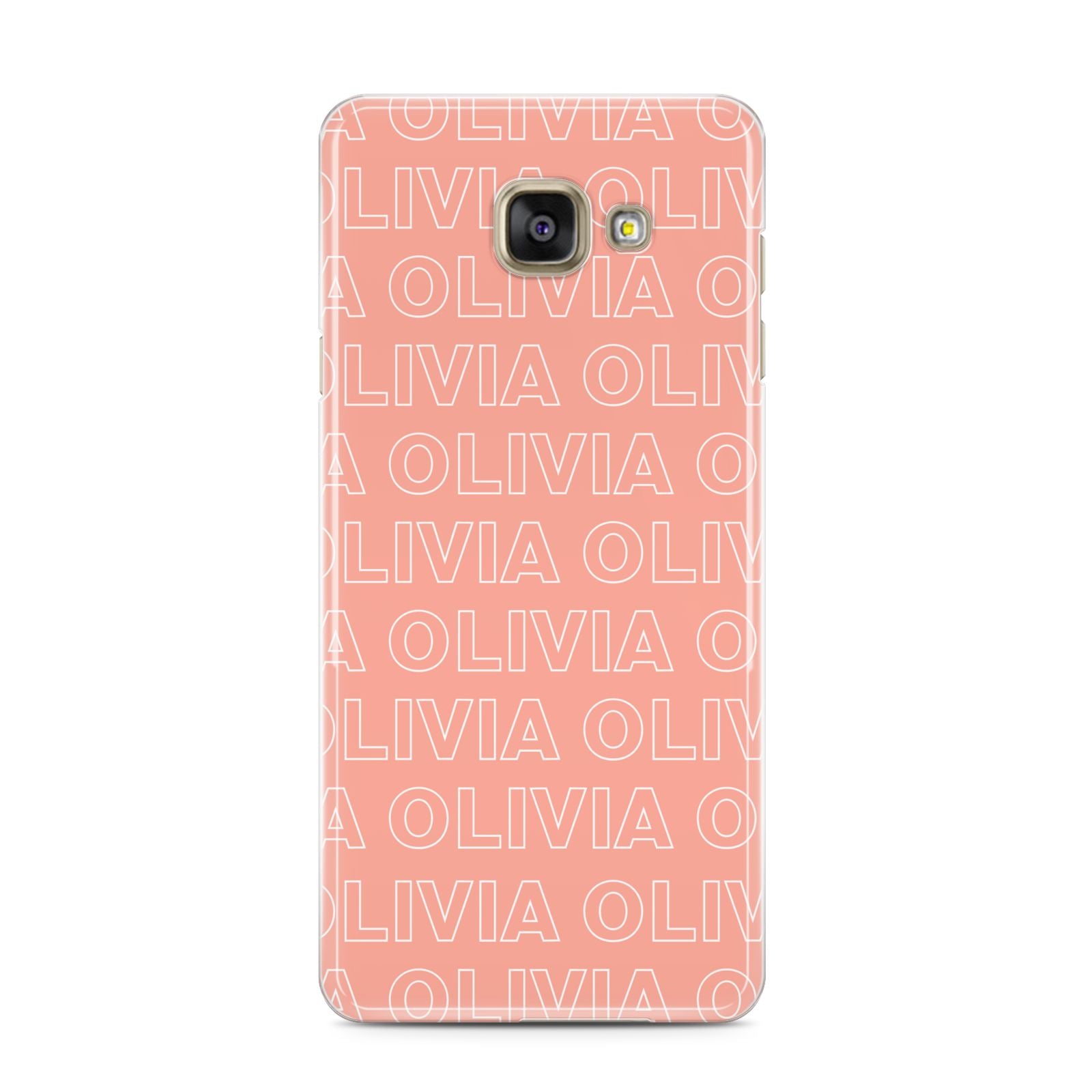 Personalised Peach Name Samsung Galaxy A3 2016 Case on gold phone