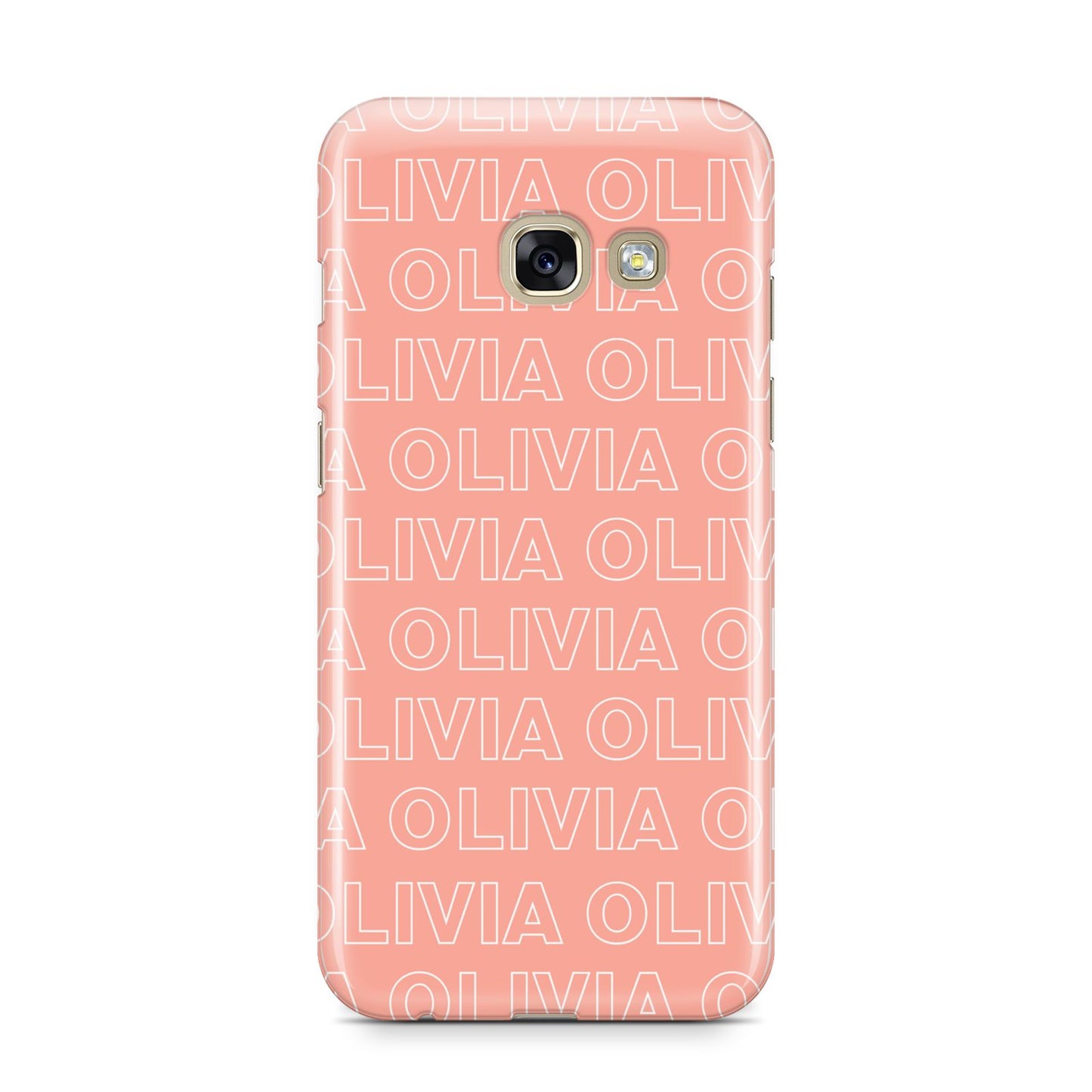 Personalised Peach Name Samsung Galaxy A3 2017 Case on gold phone