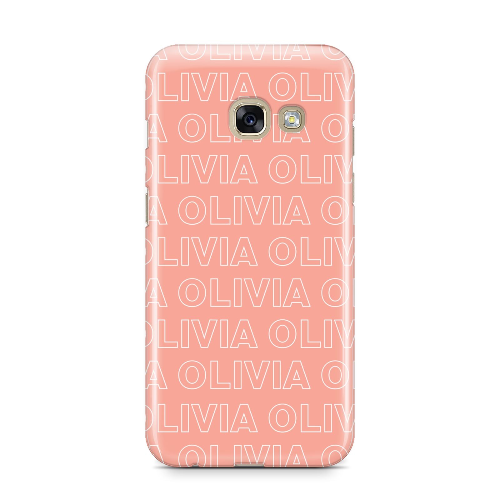 Personalised Peach Name Samsung Galaxy A3 2017 Case on gold phone